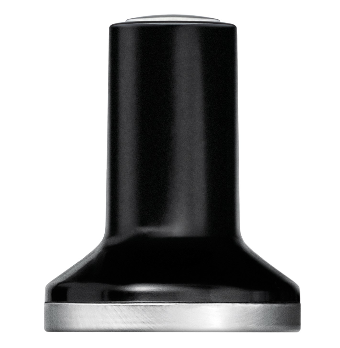 Eine schwarze und silberne Dunstabzugshaube mit zylindrischem Design.