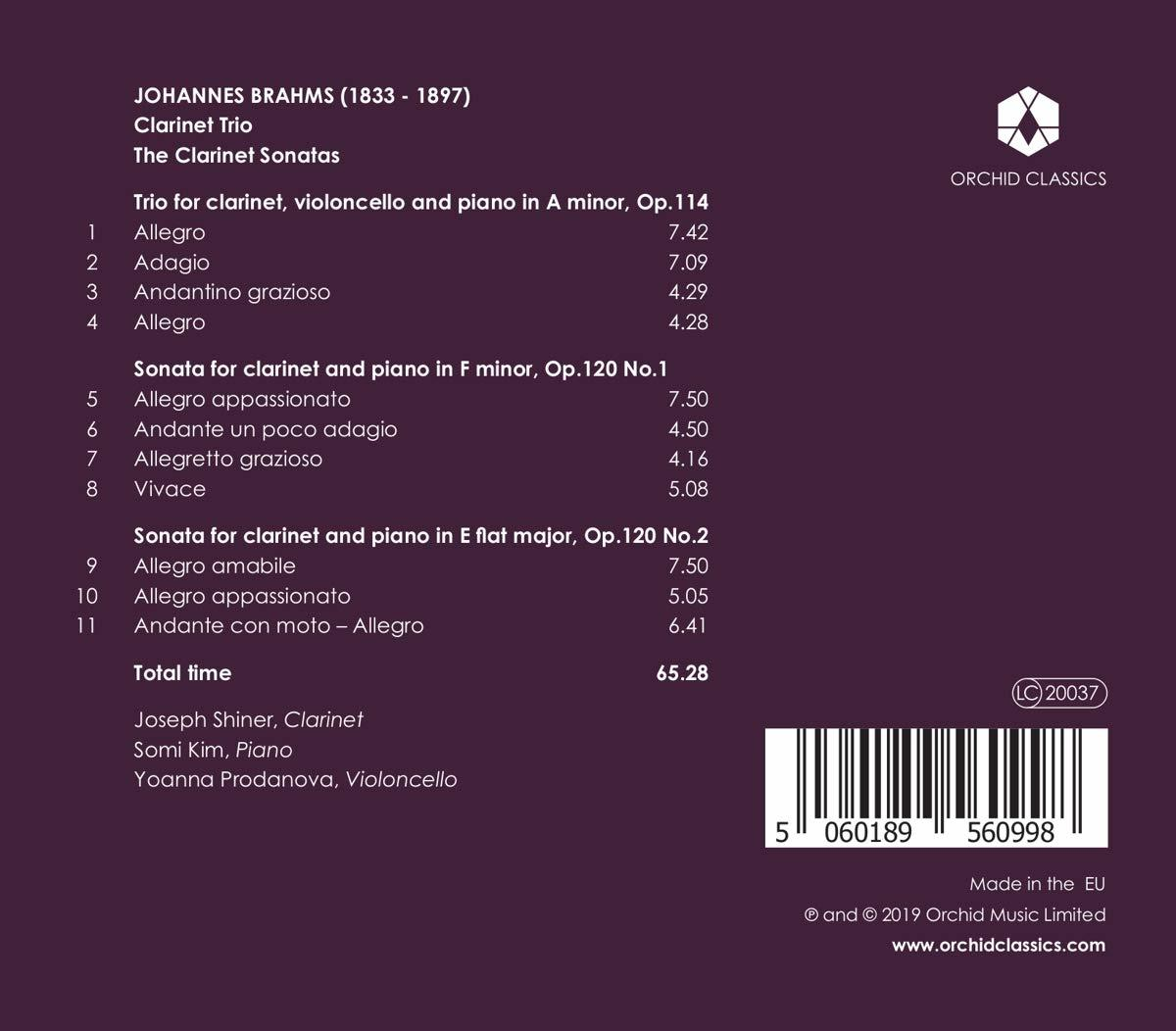 Notenblatt mit Johannes Brahms' Klarinettentrio. Es ist ein Musikstück mit Zeitangaben.