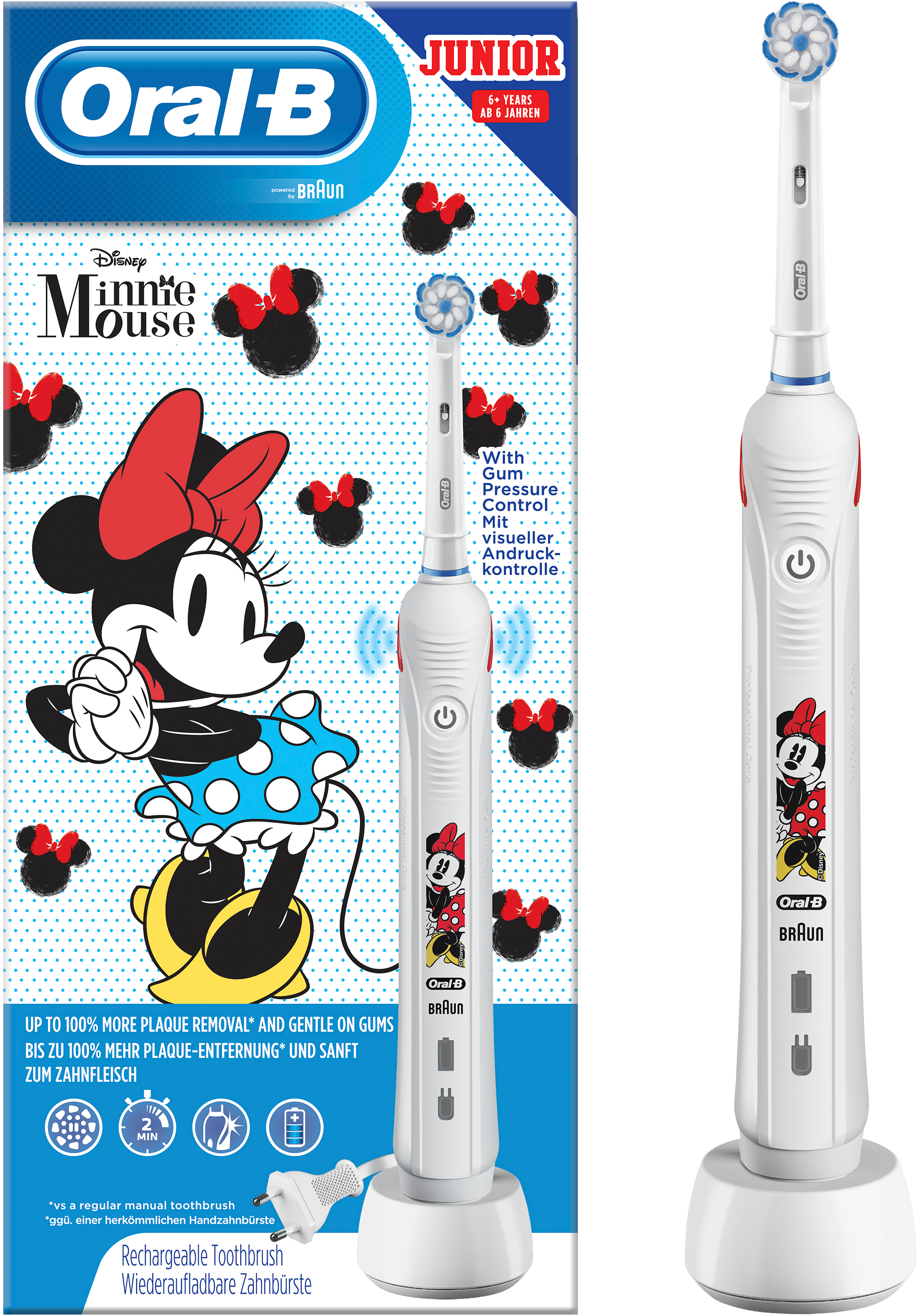 ORAL-B Junior Minnie Mouse - Elektrische Zahnbürste für Kinder (Weiss)