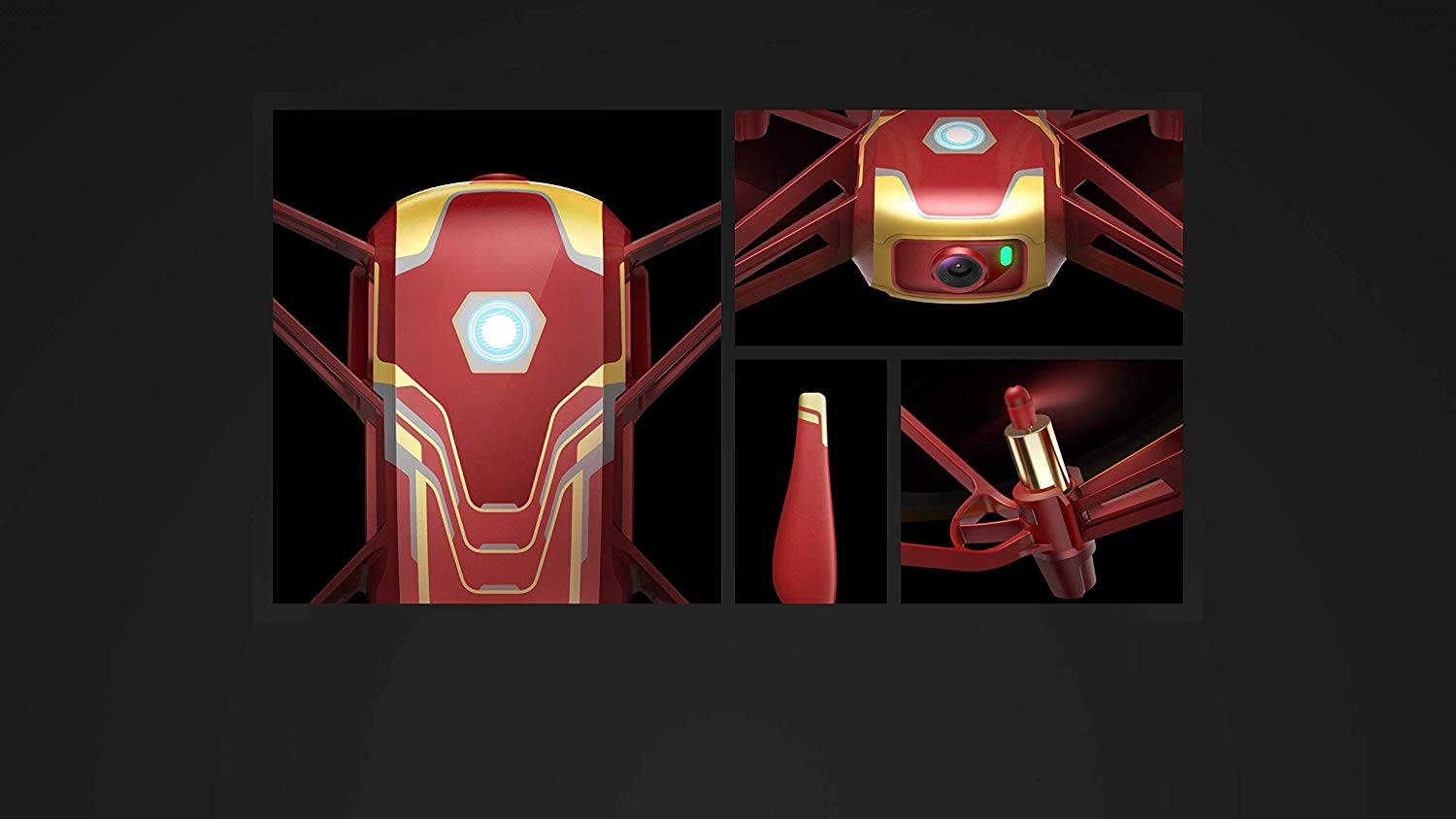 Dron - DJI Tello Iron Man Edition, Vídeo 720p, Foto 5 MP, Autonomía 13 minutos, Distancia 100 m