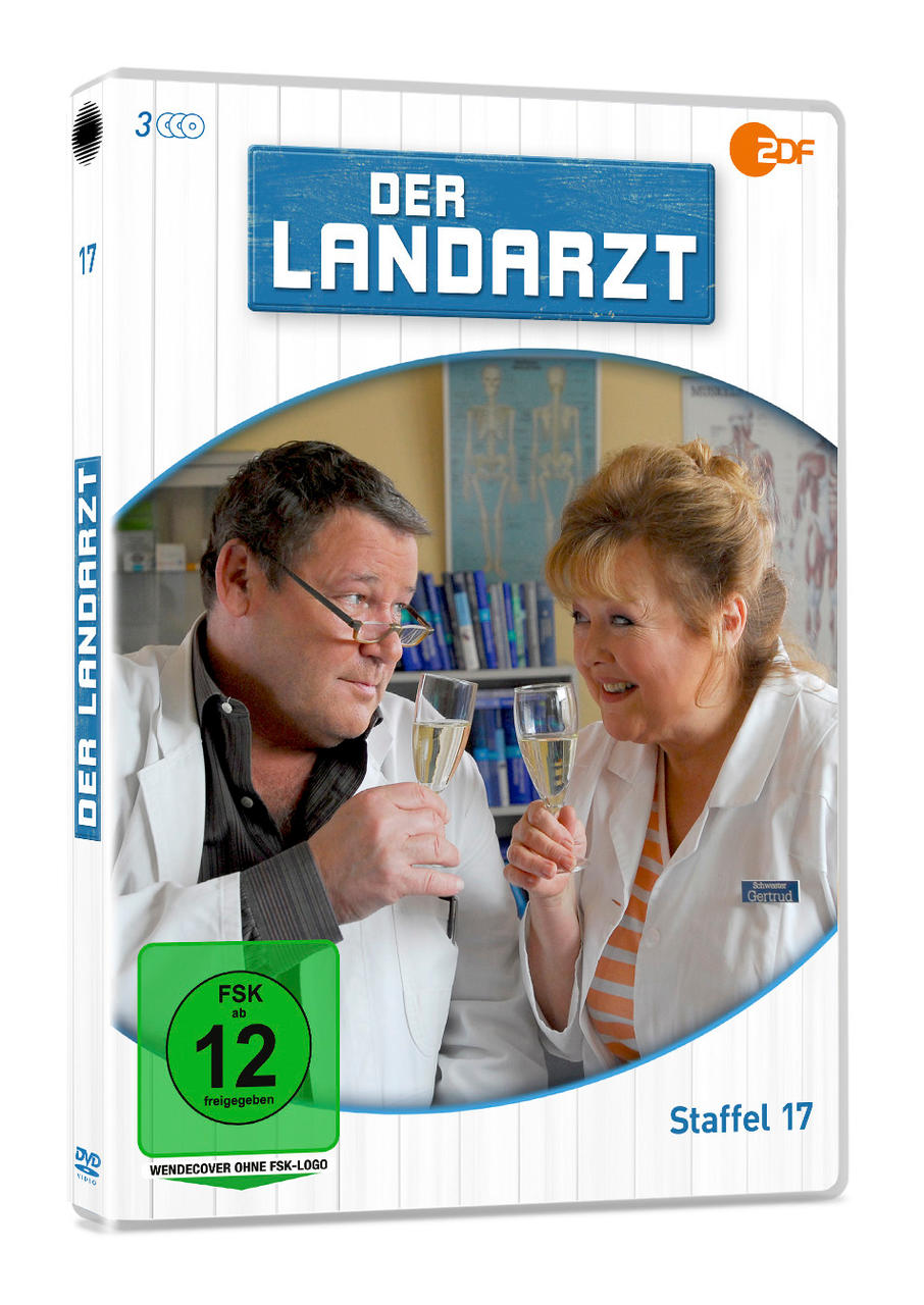 DVD-Cover mit zwei Personen mit Sektgläsern, medizinischer Hintergrund.