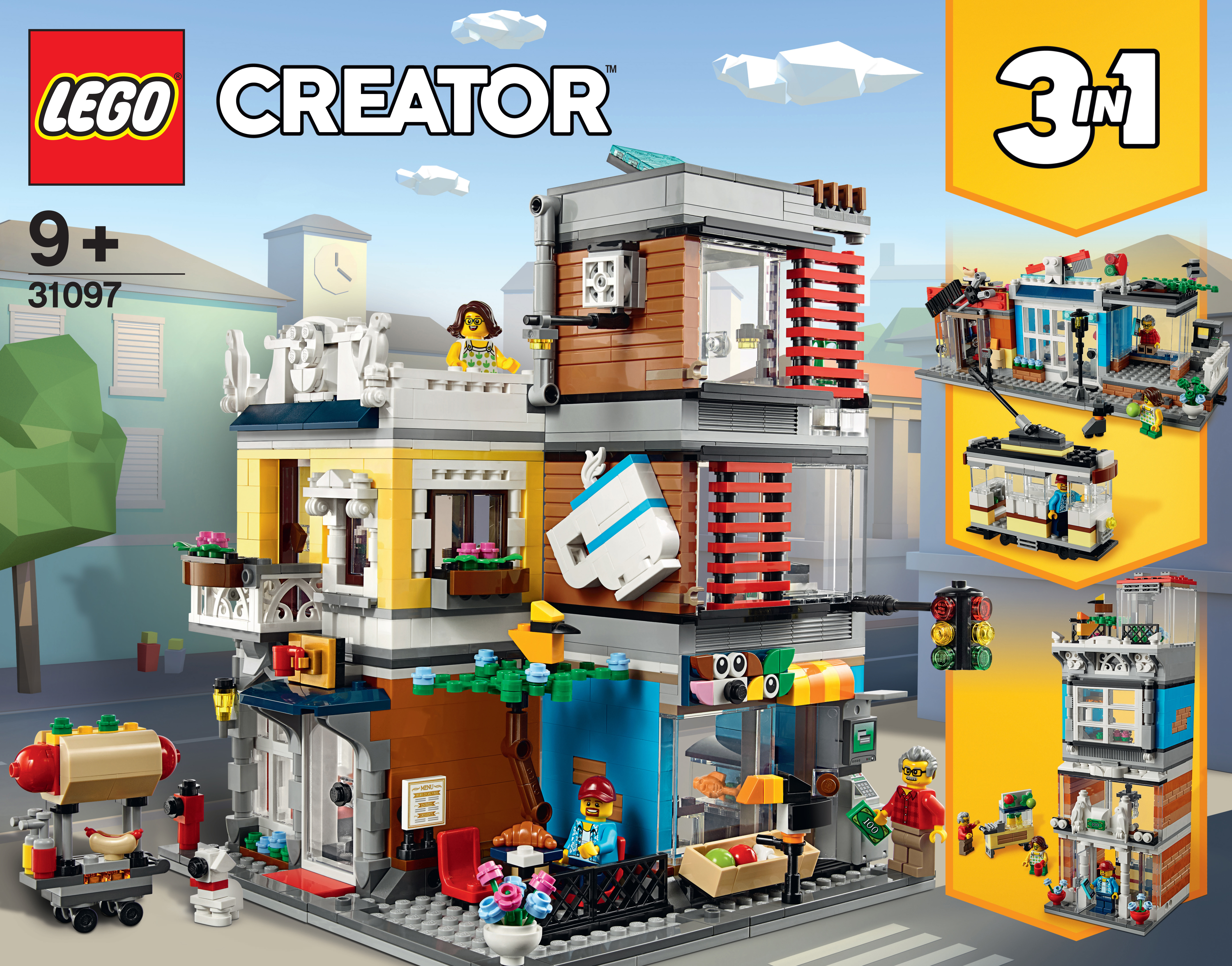 LEGO 31097 Stadthaus mit Zoohandlung & Café Bausatz, Mehrfarbig