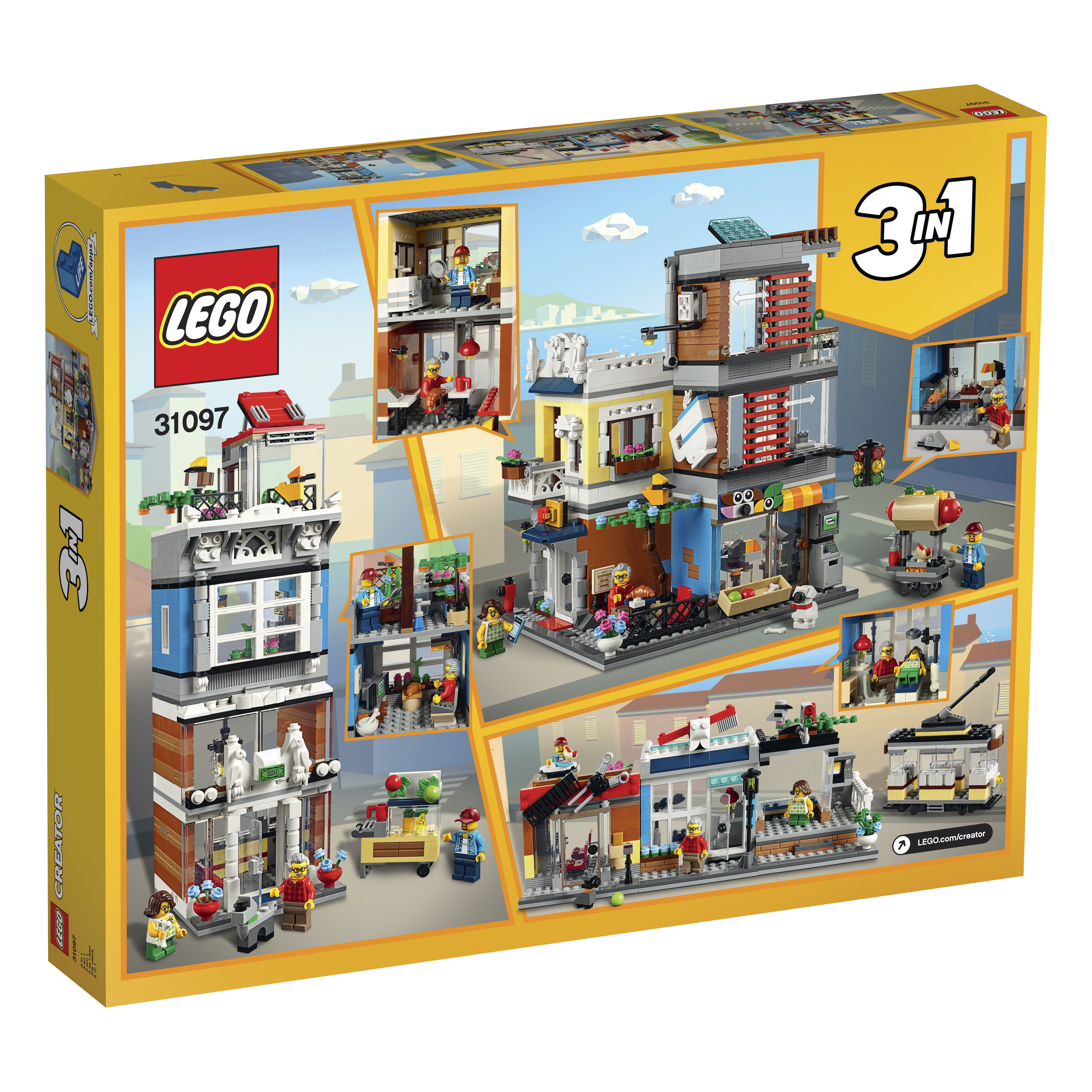 LEGO 31097 Stadthaus mit Zoohandlung & Café Bausatz, Mehrfarbig