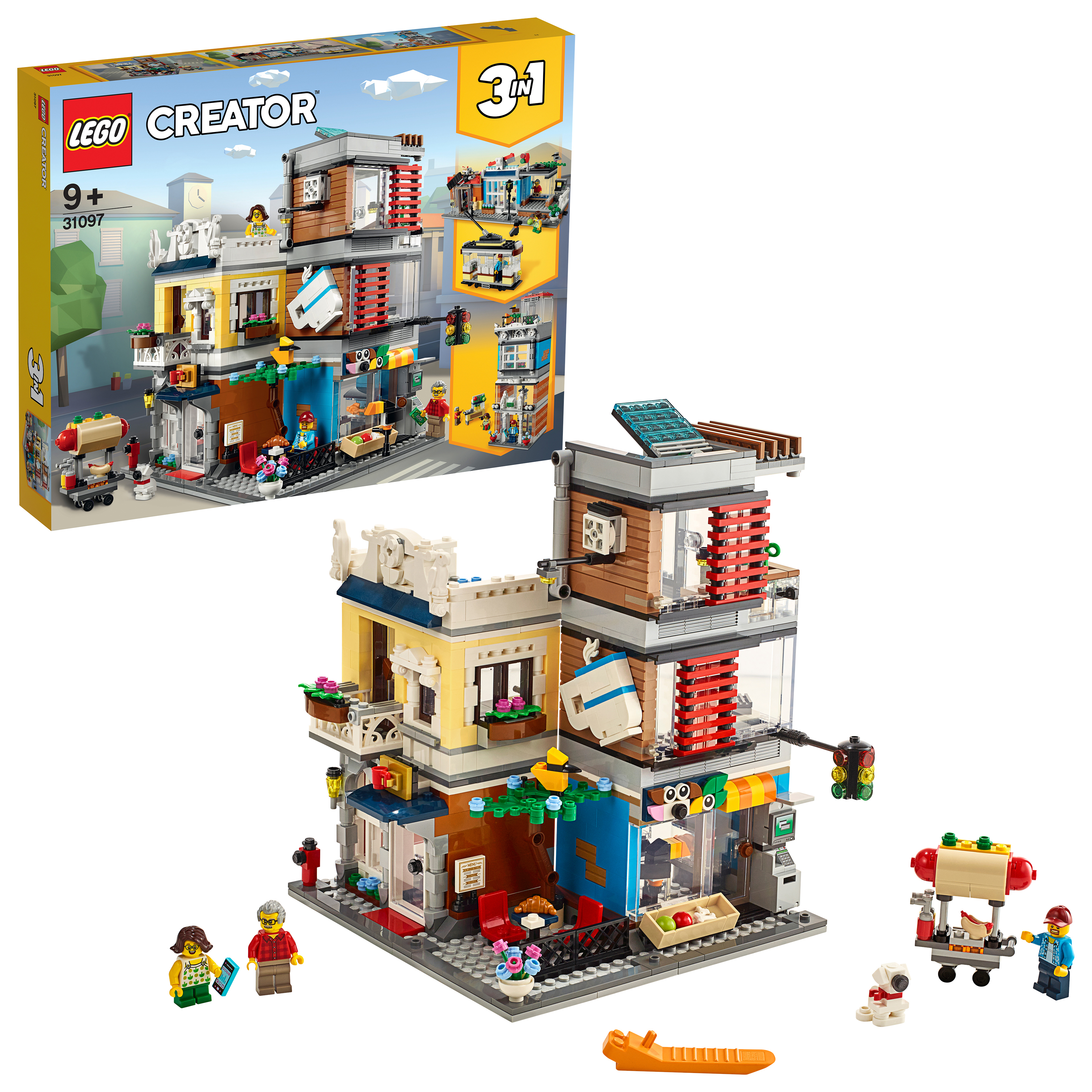 LEGO 31097 Stadthaus mit Zoohandlung & Café Bausatz, Mehrfarbig