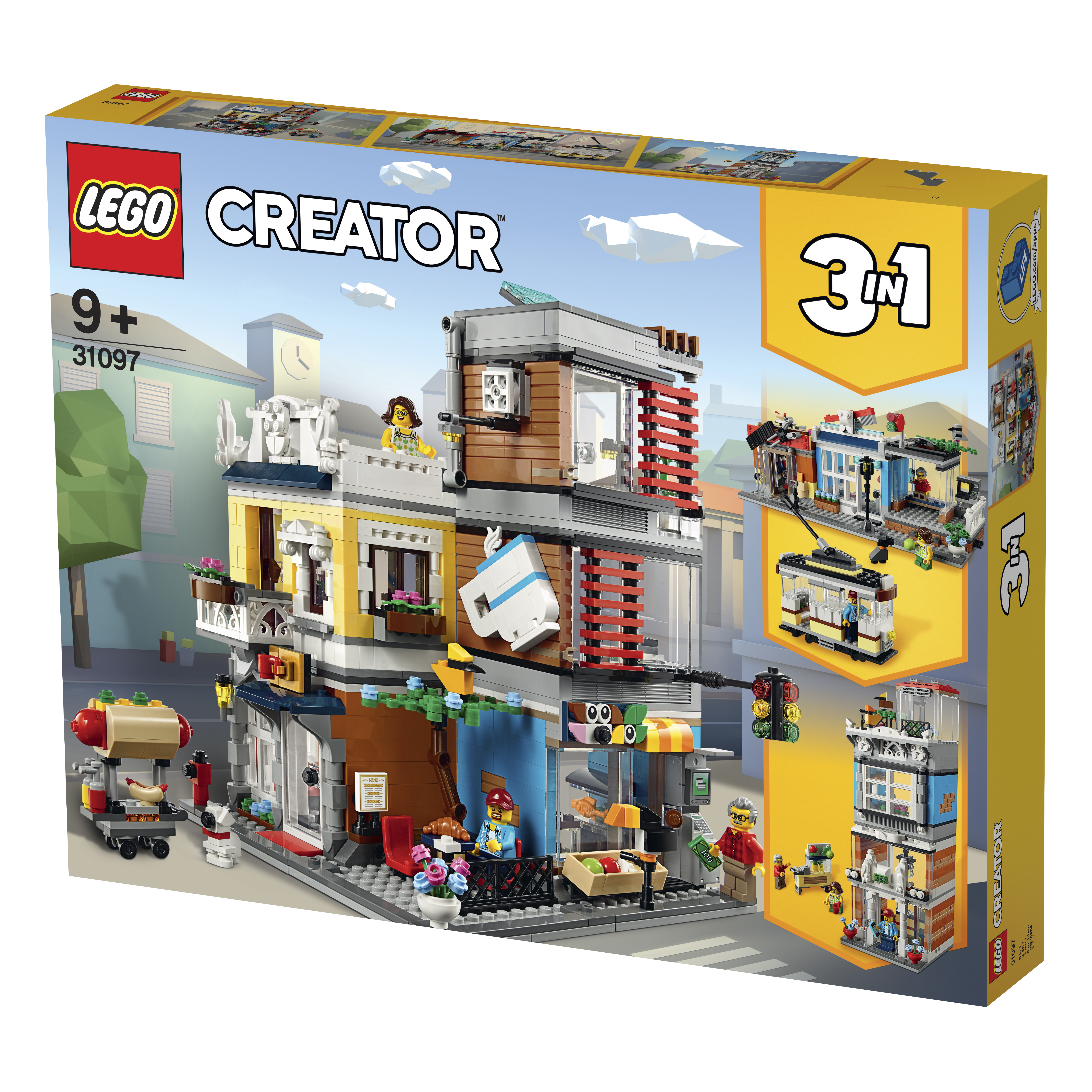 LEGO 31097 Stadthaus mit Zoohandlung & Café Bausatz, Mehrfarbig