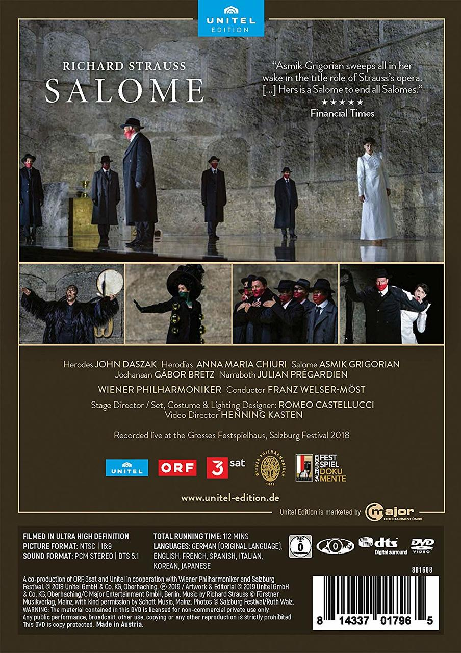 DVD-Cover der Oper Salome, mit Schauspielern in Kostümen.