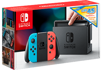 Switch (Nintendo eShop Card con fondi CHF 45.- incluso) - Console videogiochi - Rosso-neon/Blu-neon