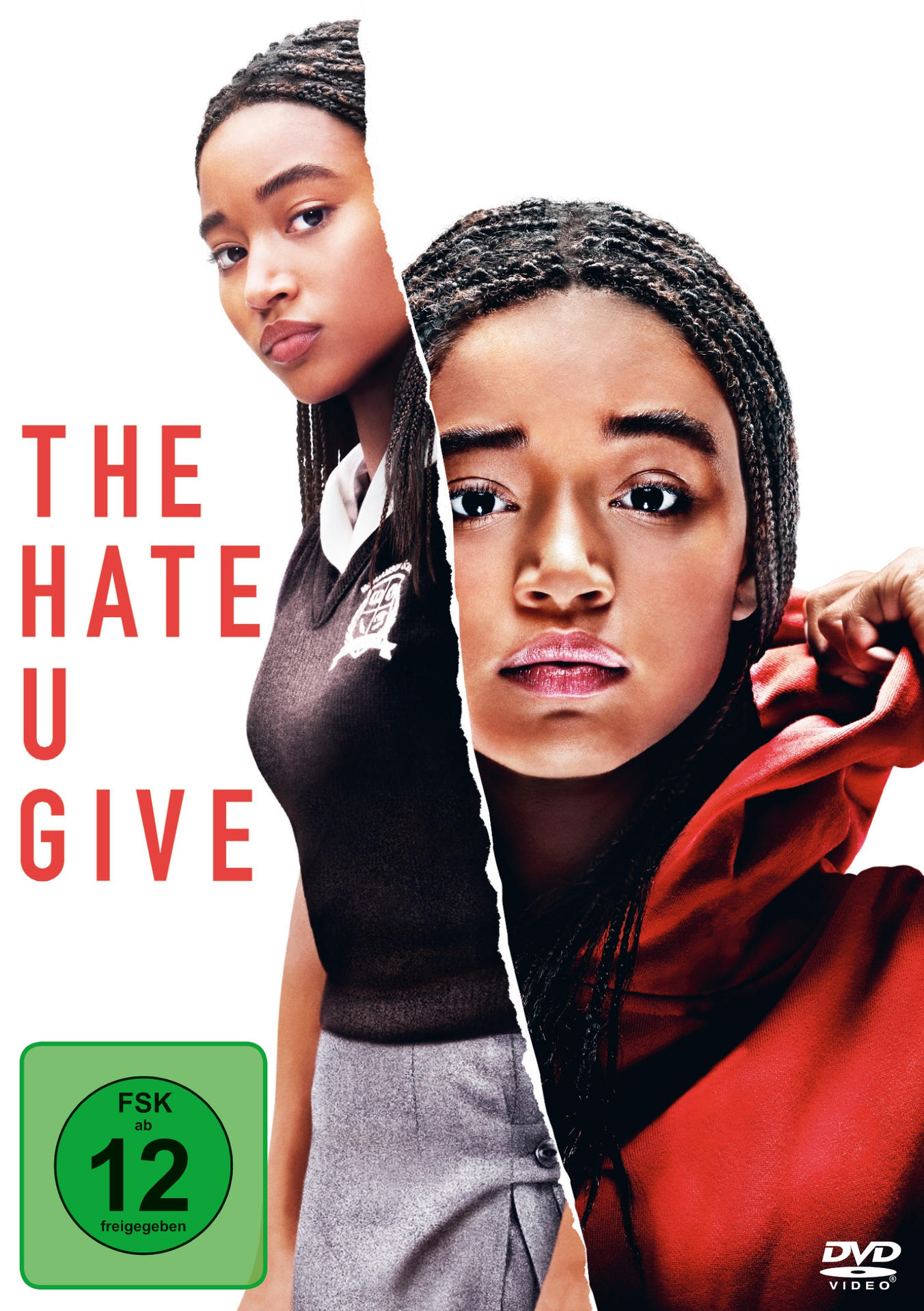 DVD-Cover für The Hate U Give. Zeigt zwei Bilder vom Gesicht einer jungen schwarzen Frau.