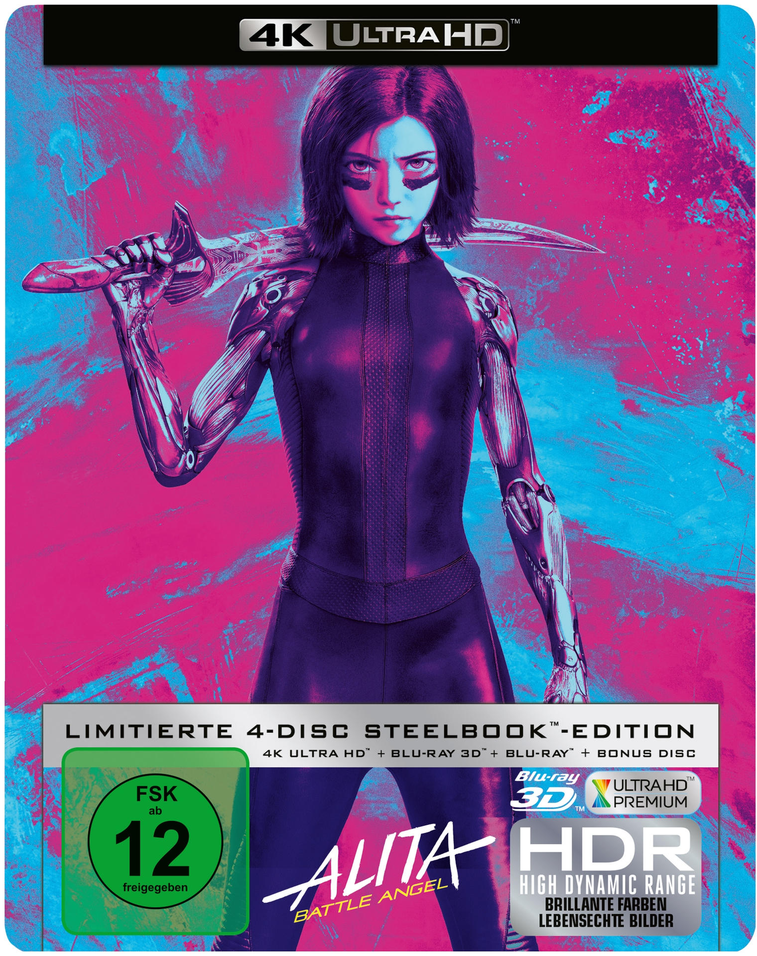 Alita: Battle Angel (+ Bonus) (4 Disks) 4K Ultra HD Blu-ray + 3D Blu-ray + Blu-ray