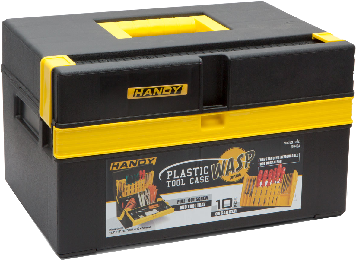 HANDY 10946A Műanyag szerszámláda, fiókos, kivehető tálcás