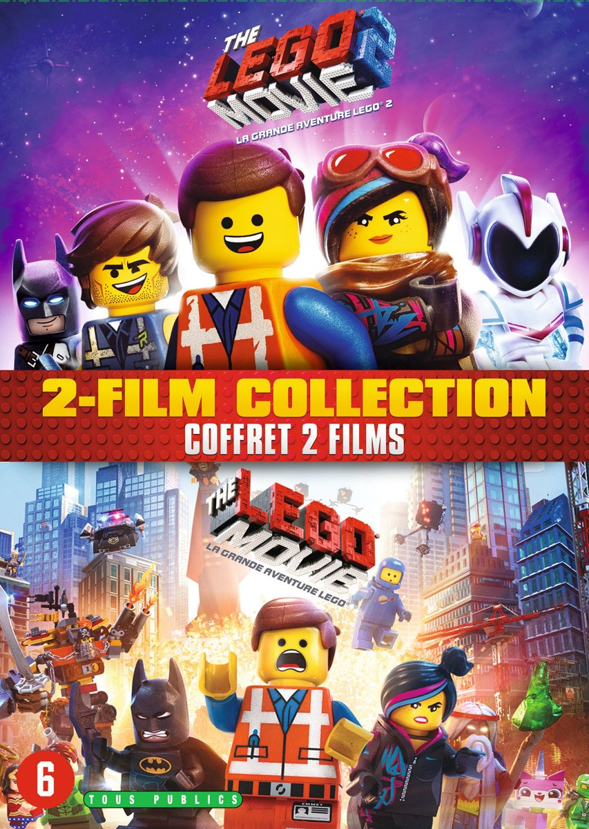 Affiche de film avec des personnages Lego et le texte '2-Film Collection', couleurs et designs vibrants.
