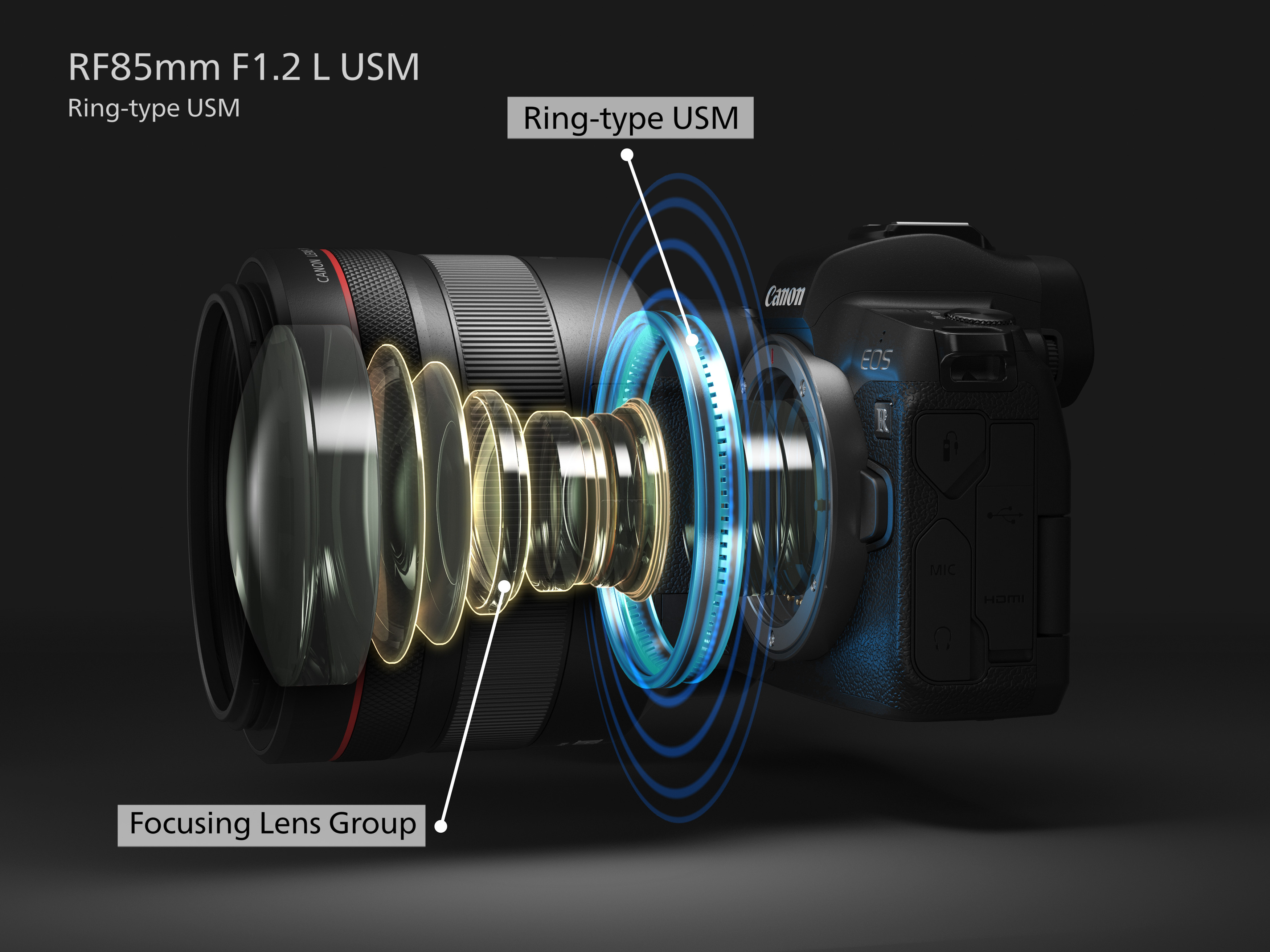 CANON RF - 85 mm f/1.2 L-Reihe (Objektiv für Canon R-Mount, Schwarz)