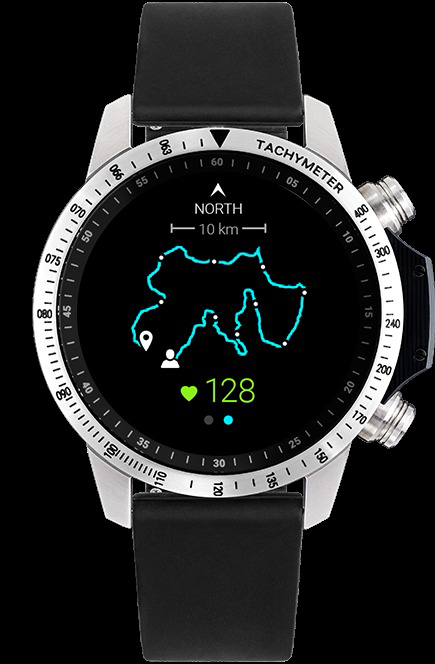 VIITA WATCH Active HRV Tachymeter Smartwatch Edelstahl Silikon, -, silber, schwarz