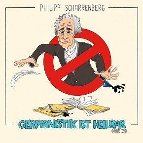 Karikatur eines Mannes mit rotem Verbotszeichen und Text auf Deutsch.