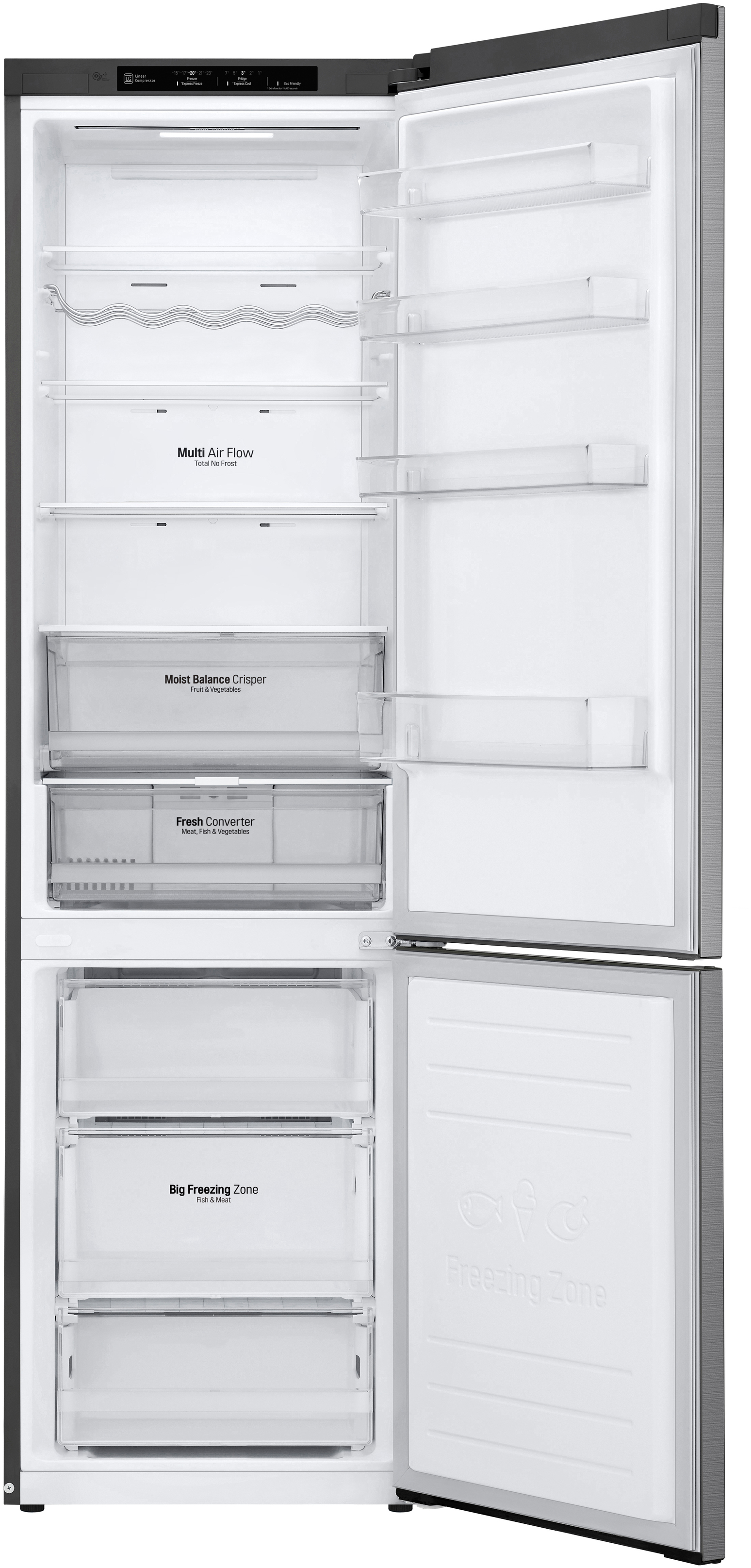 LG GBB62PZGFN Kühlgefrierkombination (D, 384 l, 2030 mm hoch, Edelstahl)