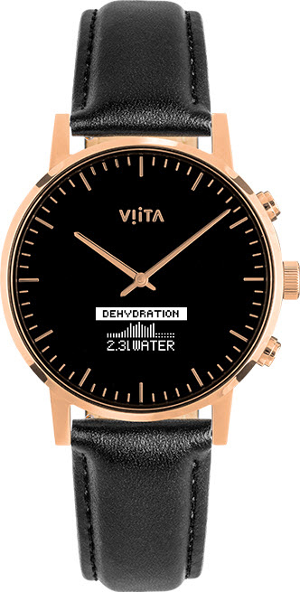VIITA WATCH Hybrid HRV Classic Connected Watch Edelstahl Echtleder, -, roségold, schwarz
