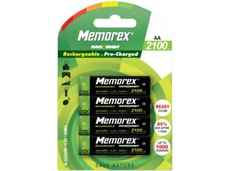 MEMOREX Oplaadbare batterijen 4 x AA 2100 mAh (HR6/AA/2100mAh)