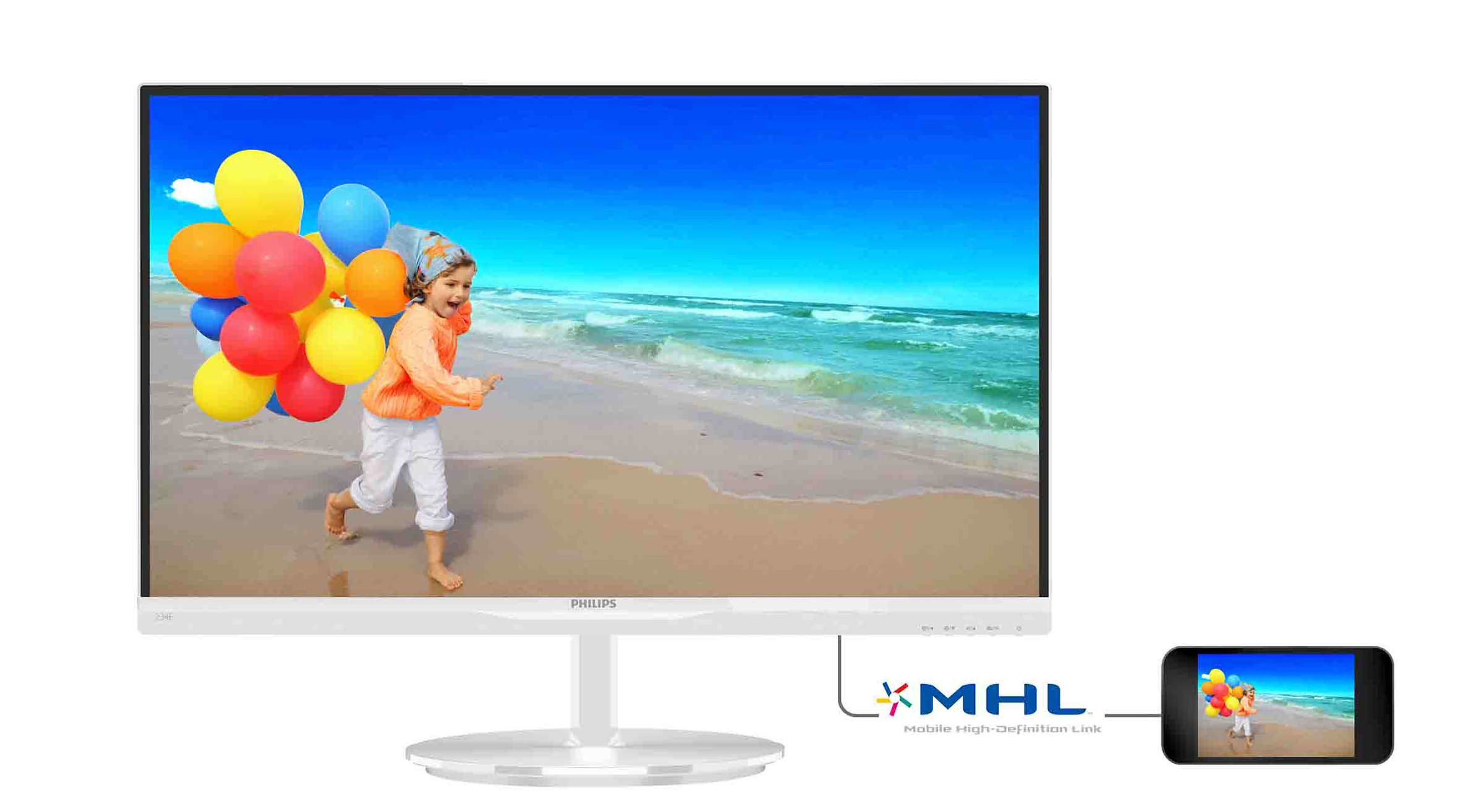 PHILIPS 234E5QHAW/00 23 inç 5 ms HDMI Full HD IPS Mönitör Beyaz
