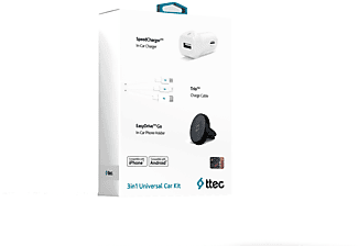 TTEC SET17B 3’ü 1 Arada Araç İçi Telefon Aksesuar Kiti Beyaz