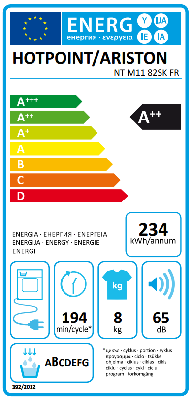HOTPOINT ARISTON NT M11 82SK EU Hőszivattyús szárítógép, Woolmark minősítés, digitális kijelző, A++, inverter motor