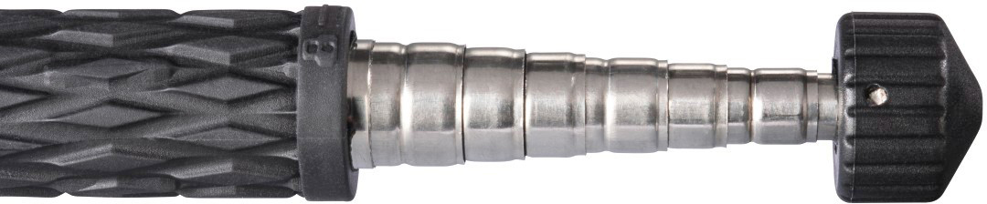 Ein schwarzes und silbernes Metallwerkzeug, möglicherweise ein Rohrbieger o.ä.