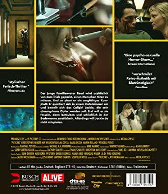 Ein DVD-Cover mit Blut und dem Gesicht eines Mannes. Mehrere Bilder sind auf dem Cover platziert.