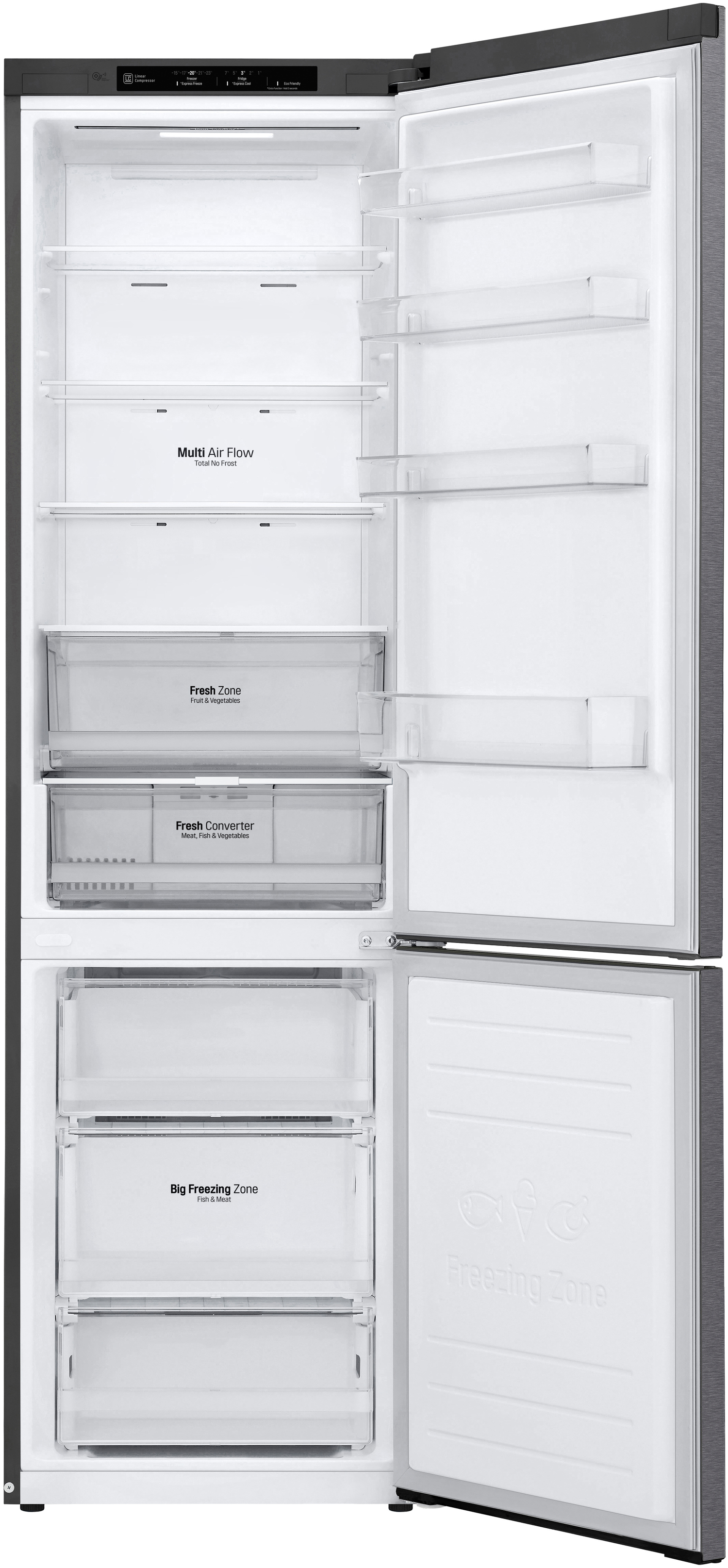 LG GBP 62 DSNFN Kühlgefrierkombination (D, 384 l, 2030 mm hoch, Dunkelgrau)