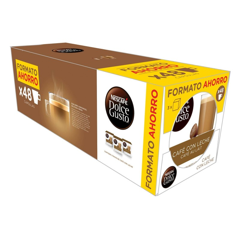 Cápsulas monodosis - Dolce Gusto Café con leche, Pack de 3 cajas de 16 cápsulas (48 en total)