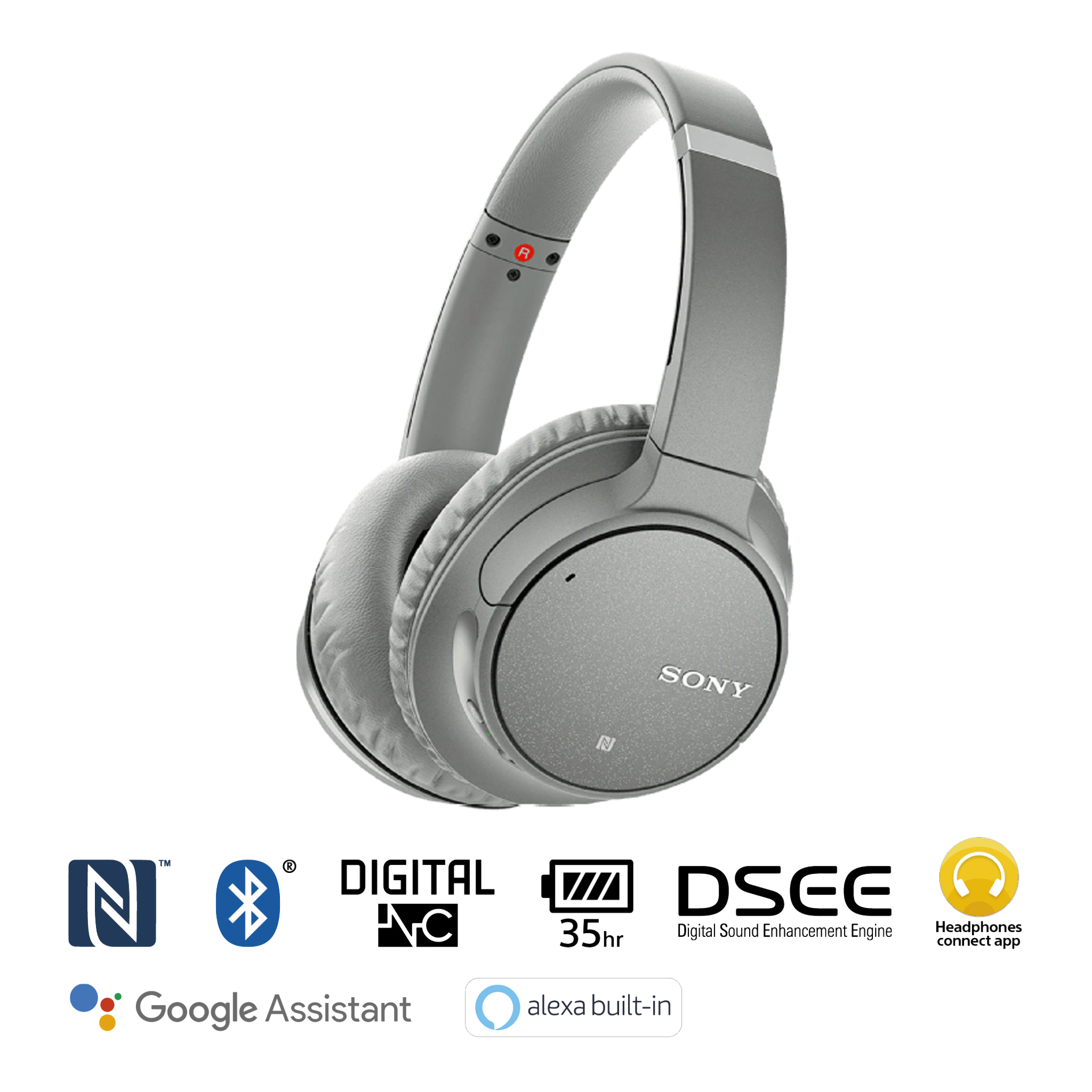 SONY WH-CH700NH - Cuffie Bluetooth (Over-ear, Grigio)