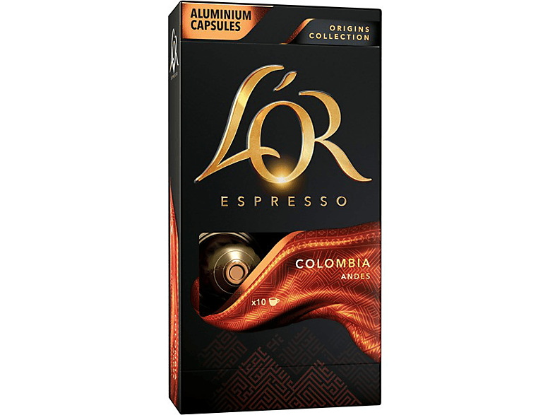 Cápsulas monodosis - L'OR ESPRESSO Colombia Andes, pack 10, Compatibles con Nespresso