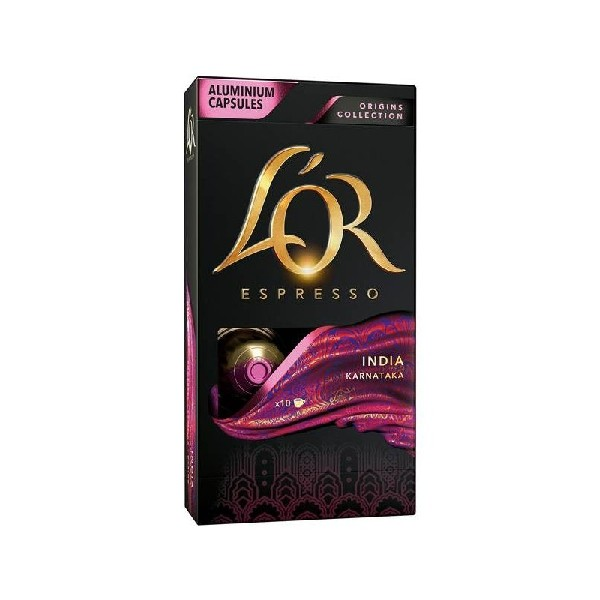 Cápsulas monodosis - L'OR ESPRESSO India Karnataka, pack 10, Compatibles con Nespresso