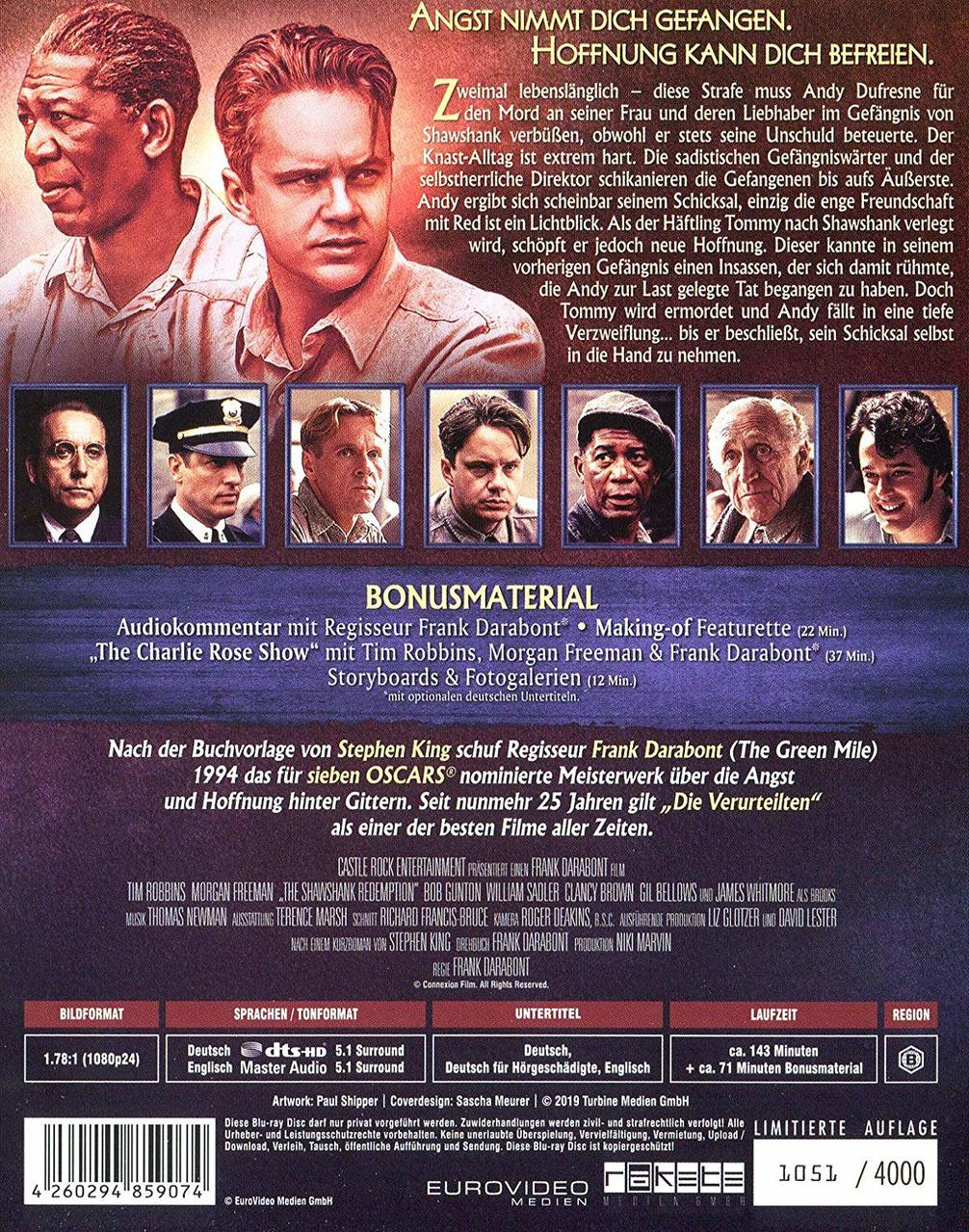 Filmplakat. Zwei Männer im Zentrum mit anderen Charakteren. Text auf Deutsch. Blu-ray und Filmdetails sind sichtbar.