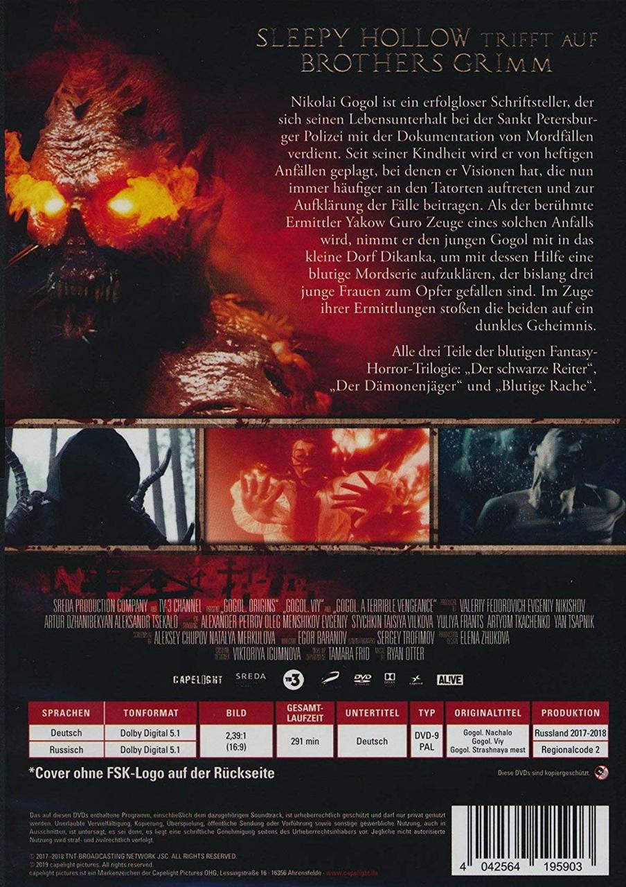 DVD-Cover für den Film 'Sleepy Hollow' mit einem Monster, Text und Bildern.