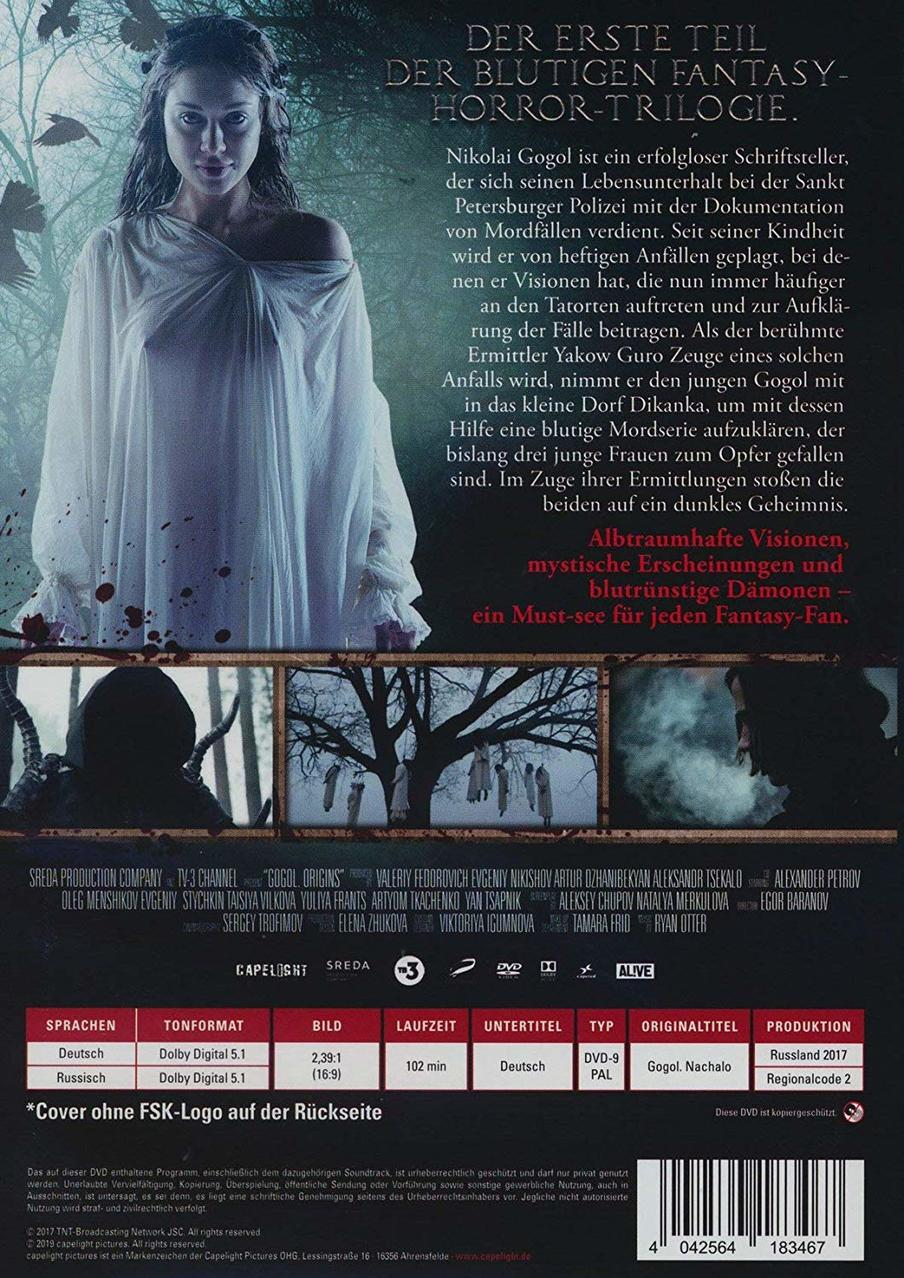 DVD-Cover für einen Horrorfilm. Eine Frau in Weiß steht in einem dunklen Wald. Der Text ist auf Deutsch.