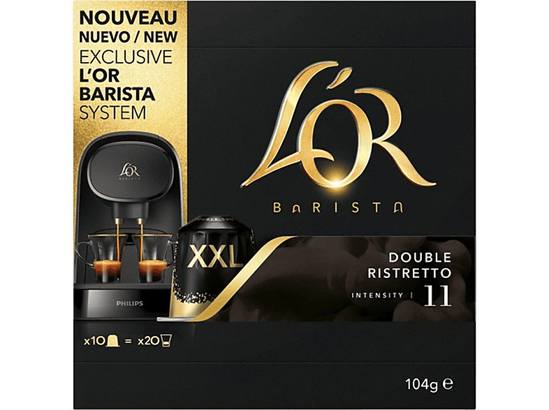 Cápsulas monodosis - L'OR Barista Doble Ristretto 11, Pack de 10, XXL, Exclusivas para