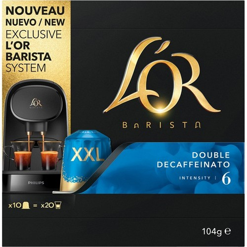 Cápsulas monodosis - L'OR Barista Doble Decafeinatto 6, Pack de 10, XXL, Exclusivo para L'OR Barista