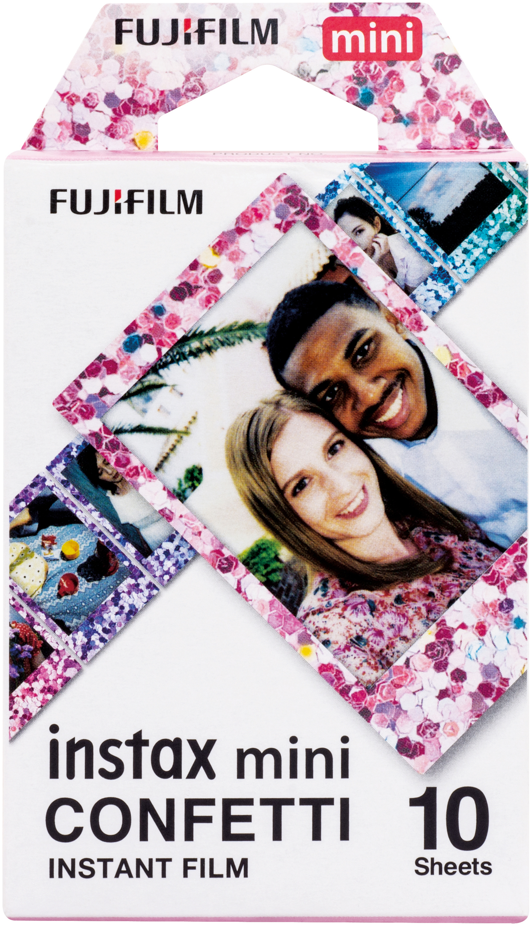 Fujifilm Instax Mini Confetti Filmpack mit Fotos.