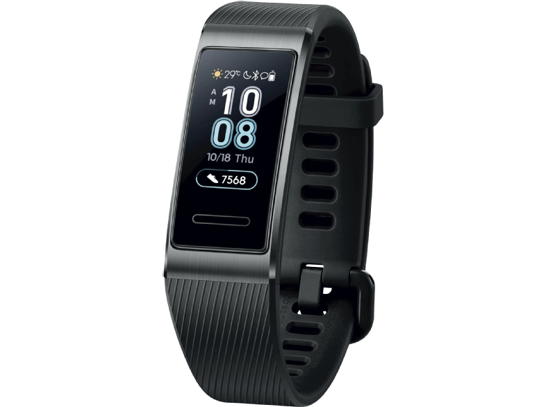 Pulsera de actividad - Huawei Band 3 Pro, GPS, Frecuencia cardíaca, Llamadas, Resistente agua, Negro