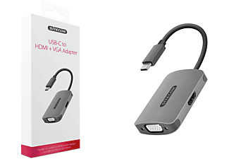 SITECOM CN-373 USB Typ-C auf HDMI + VGA Adapter, Grau/Schwarz