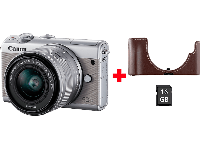 CANON Hybride camera EOS M100 Grijs + 15-45 mm Zilver Kit (2211C069AA)