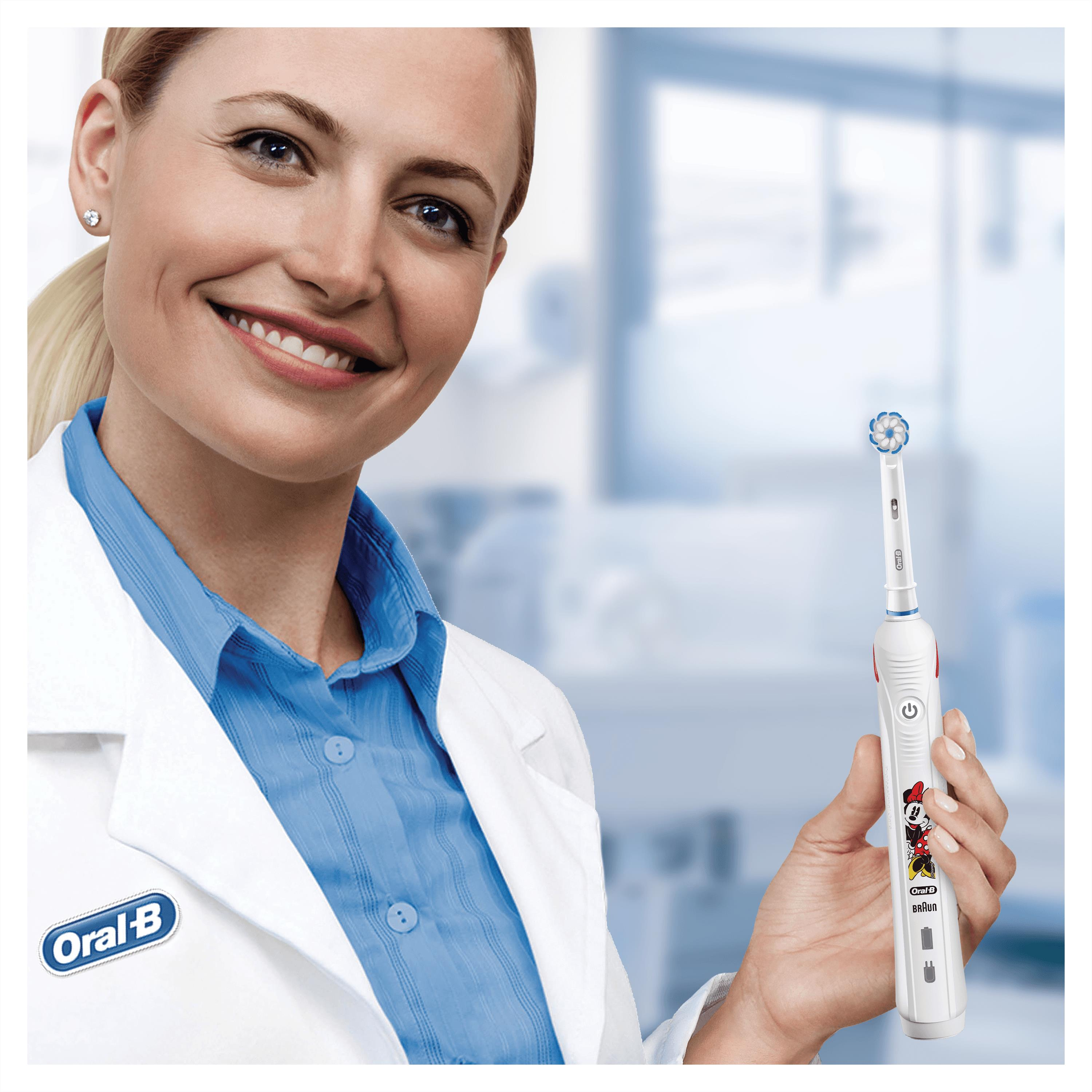 ORAL-B Elektrische Zahnbürste Junior Minnie Mouse Kinderzahnbürste Weiß