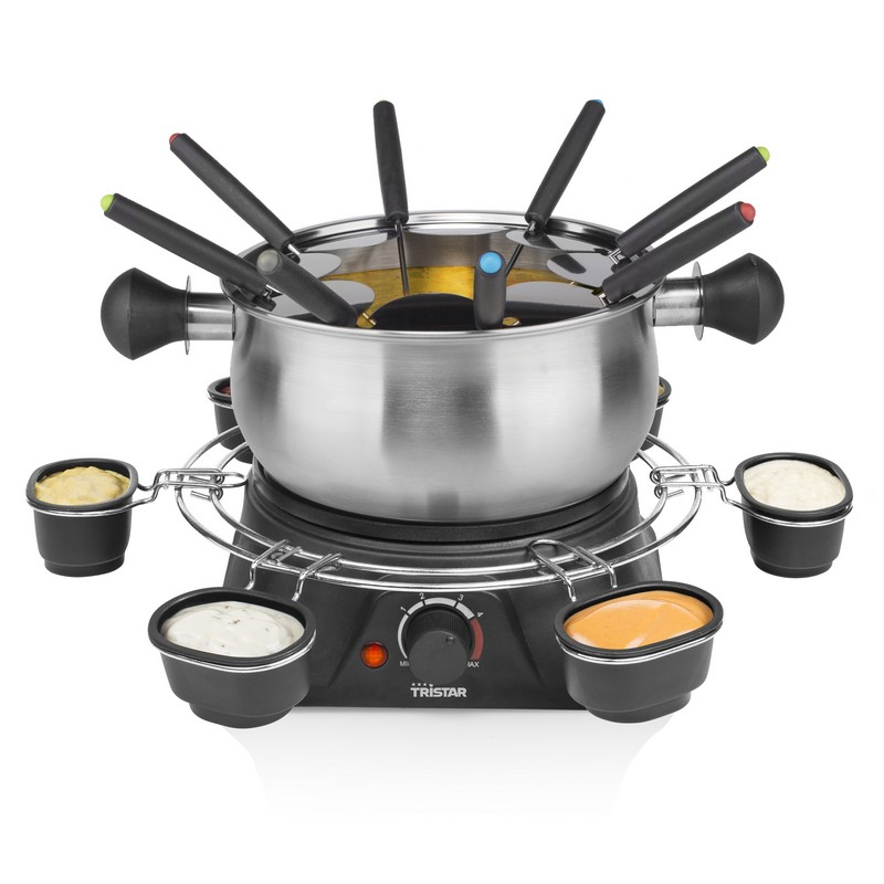 Fondue - Tristar FO-1109 Fondue Family Set, Apta lavavajillas, Termostato, Apta para 8, Inox