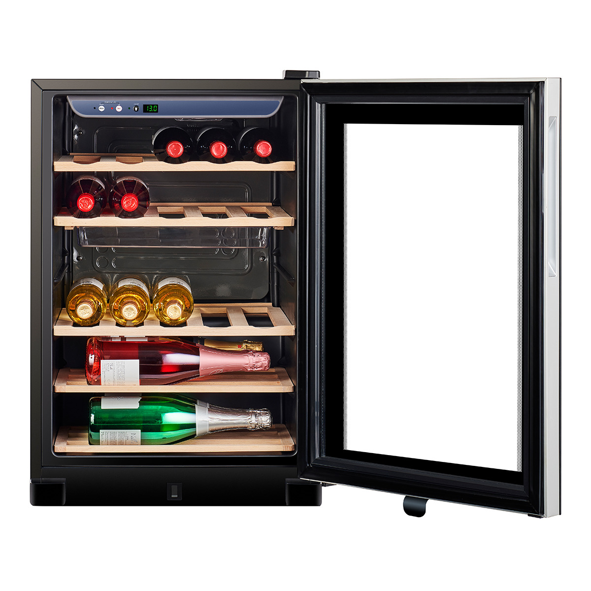 Vinoteca - Teka RV 250B, 25 botellas, Iluminación LED, 5 estantes, 90W, Negro