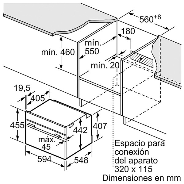 Horno - Bosch CMG633BB1, Compacto, Acero inoxidable, Función microondas, 45L, LED