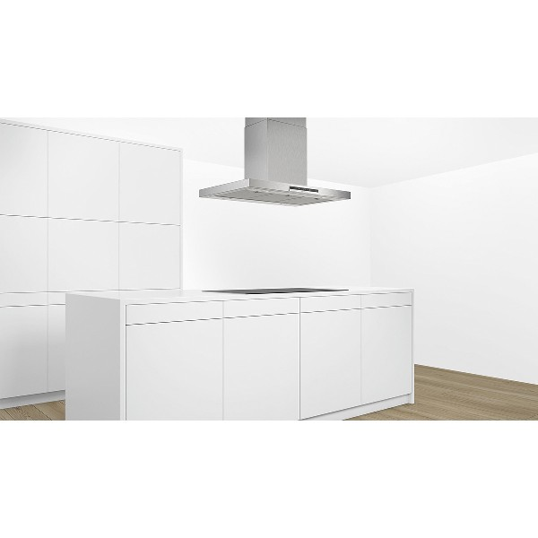 Campana - Bosch DIB97IM50, Isla, 754 m³/h, 4 velocidades, 57 dB, Iluminación LED, 90 cm, B, Inox