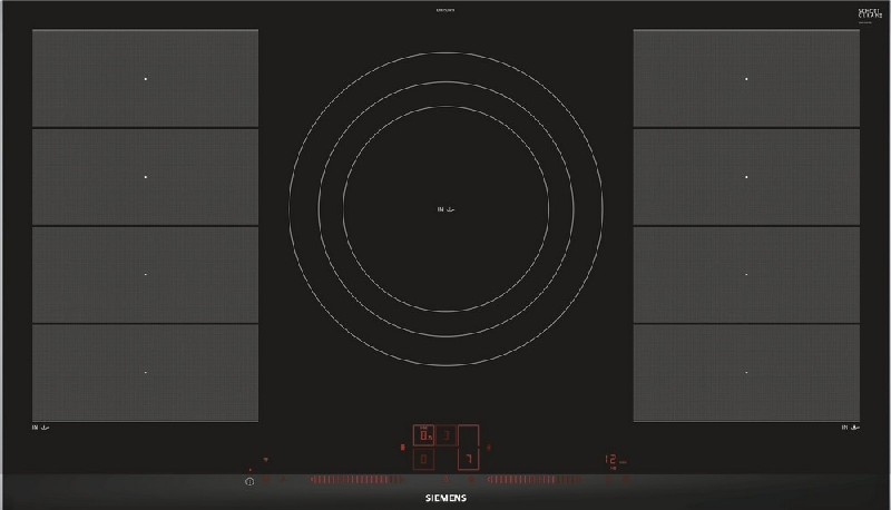 Encimera - Siemens EX975LVV1E, Eléctrica, Inducción, 3 zonas, 32 cm, Negro
