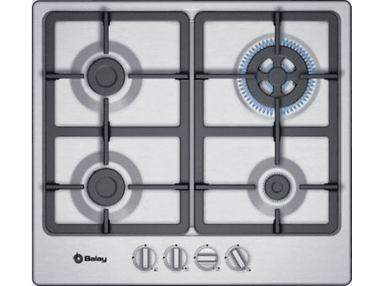 BALAY, 3ETX565HB, 4 zonas, Gas Stop, Autoencendido, 60 cm, Inox