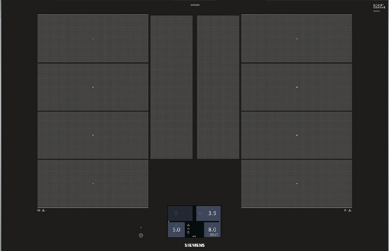 Siemens Ex875kyw1e Encimera por induccion iq700 2 zonas 30 cm negro 81cm 7.400w wifi de 80 flexible control fritura home connect 4 81.2 80cm