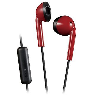 Auriculares de botón - JVC HA-F19M, De botón, Con cable, Micrófono, Control volumen, Rojo