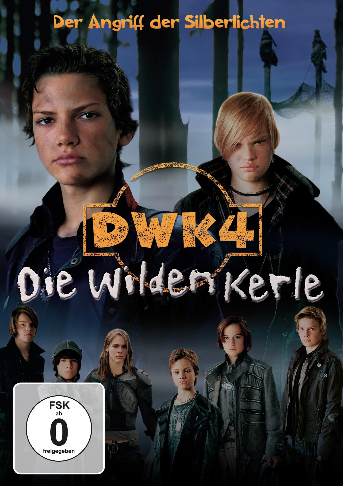 DVD-Cover von 'DWK4 Die wilden Kerle'. Jungen vor einem Waldhintergrund.